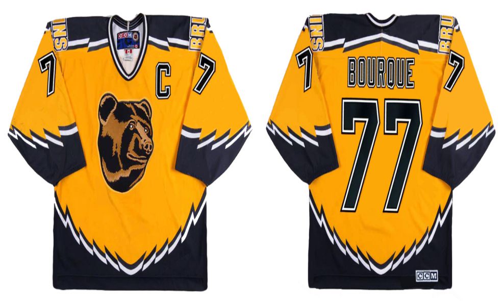 2019 Men Boston Bruins 77 Bouroue Yellow CCM NHL jerseys